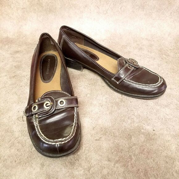 Predictions Womens 585591/10 Size 7 Brown Slip On Low Heel Loafers - Picture 6 of 10